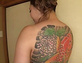 Chubby Japanese mature with a tattooed body Koino Botan fucks hard picture 12