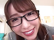 Lovable Japanese mature teacher in glasses gets her shaved pusy nailed