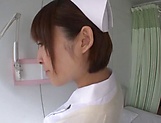Kinky Japanese nurse in white stockings having sex with a patient