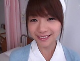 Flaming Japanese nurse treats herself with a big dick picture 12