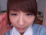 Flaming Japanese nurse treats herself with a big dick picture 16