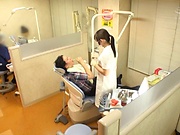 Superb Japanese nurse in white stockings Kiritani Nao goes for a cock