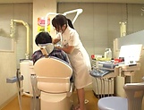 Japanese nurse Kiritani Nao giving a fantastic blowjob in a public place