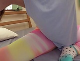 Kinky Japanese teen girl in a fancy pantyhose gets fingered and fucked