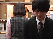Sexy looking office woman Misaki Kanna fucked by her young colleague