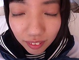 Cock craving Asian schoolgirl fucks and enjoys a facial load picture 50