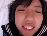Cock craving Asian schoolgirl fucks and enjoys a facial load picture 57