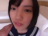 Cock craving Asian schoolgirl fucks and enjoys a facial load