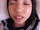 Cock craving Asian schoolgirl fucks and enjoys a facial load picture 97