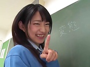 Luscious Japanese amateur schoolgirl Nagisa Mitsuki playing a solo
