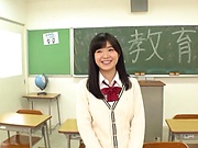 Japanese schoolgirl turns wild once feeling the cock 