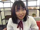Charming Japanese teen babe Otone Mei playing a passionate solo
