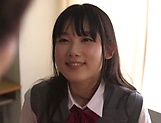Crazy Japanese schoolgirl in glasses blows a pecker and fucks in pov picture 199