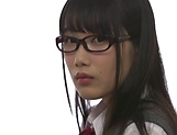Crazy Japanese schoolgirl in glasses blows a pecker and fucks in pov