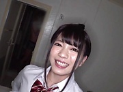 Kinky schoolgirl in wet clothes Isumi Hinano gets fingered and fucked