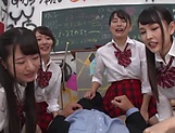 Pretty Asian schoolgirls arrange a group sex action in POV picture 13
