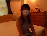 Busty Japanese MILF Hara Kanon takes off her mask and clothes to get banged