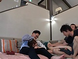 Asian AV model with a shaved pussy Arimura Nozomi in a wild gang