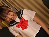 Smiling schoolgirl Kousaka Mirina gets pussy stretched and bonked picture 7
